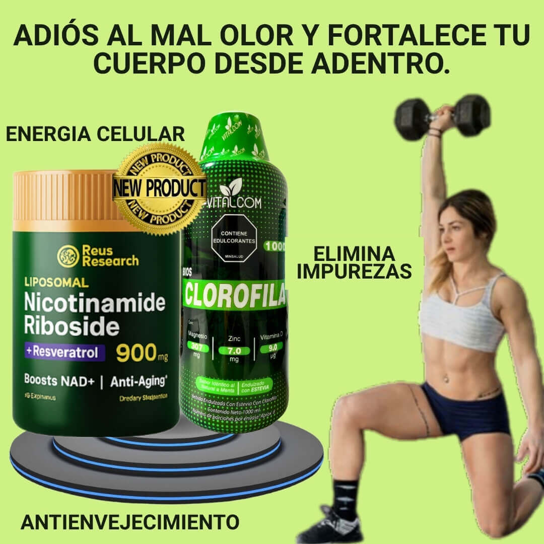 LIPOSOMAL NAD+ RESVERATROL Y CLOROFILA LIQUIDA.