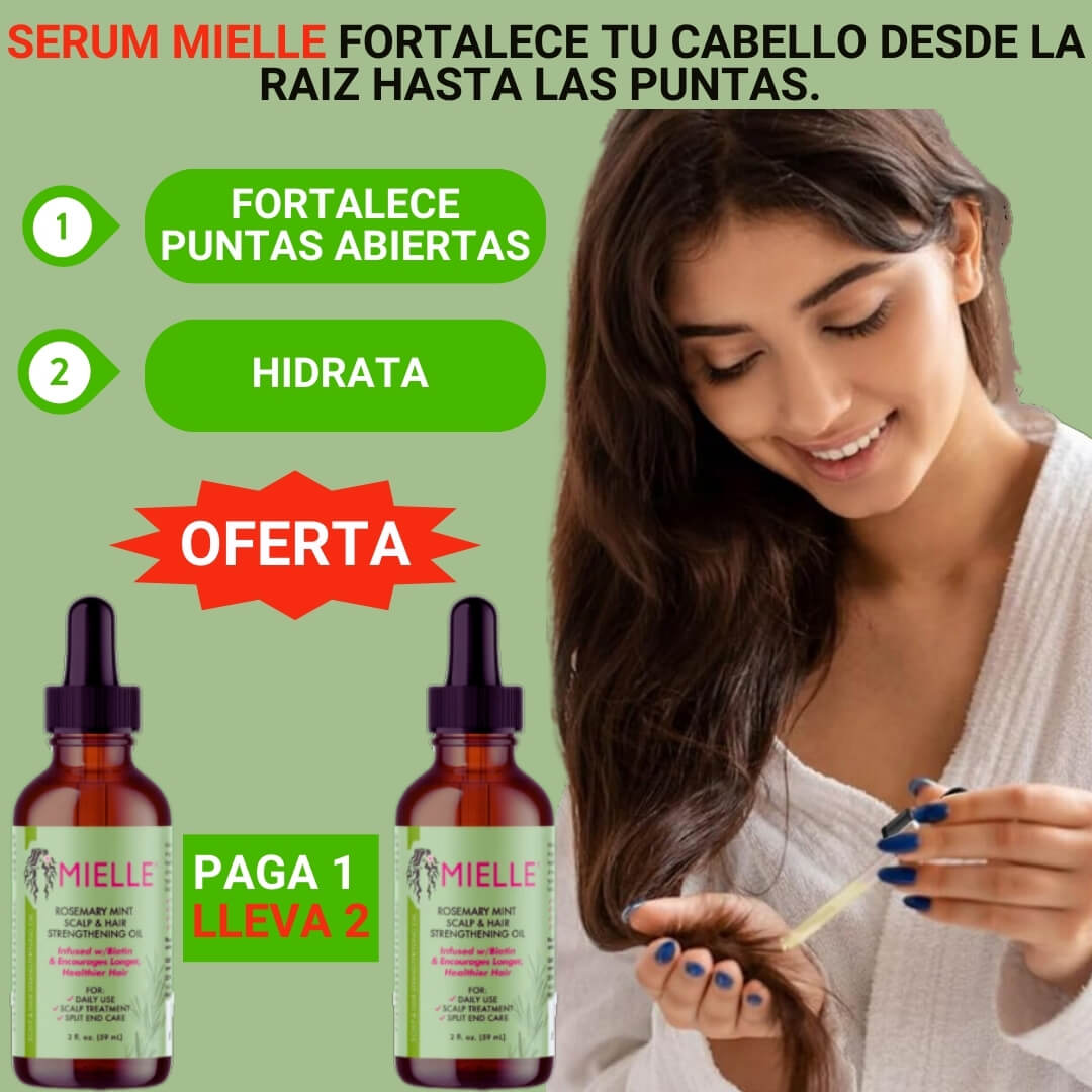 MIELLE: POTENCIA EL CRECIMIENTO DEL CABELLO, CON ROMERO, MENTA Y BIOTINA.
