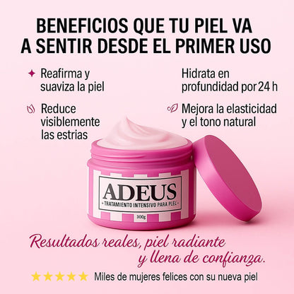 CREMA ADEUS® ORIGINAL. COMBATE ESTRIAS, FLACIDEZ Y CELULITIS YA.