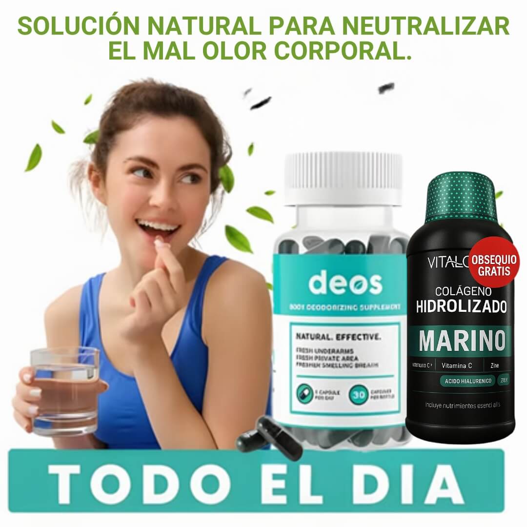 DEOS®️: ELIMINA EL MAL OLOR EN AXILAS, PIES, ALIENTO Y ZONA INTIMA. + COLÁGENO HIDROLIZADO GRATIS.
