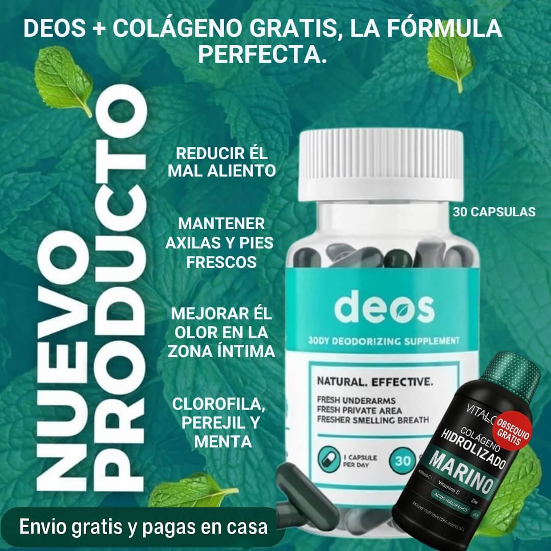 DEOS®️: ELIMINA EL MAL OLOR EN AXILAS, PIES, ALIENTO Y ZONA INTIMA. + COLÁGENO HIDROLIZADO GRATIS.