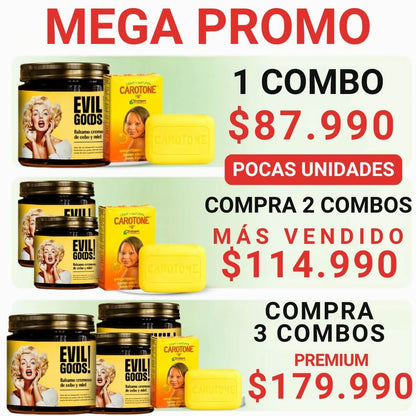 EVIL GOODS + JABON CAROTONE®️ EL COMBO QUE RENUEVA TU PIEL EN NAVIDAD.