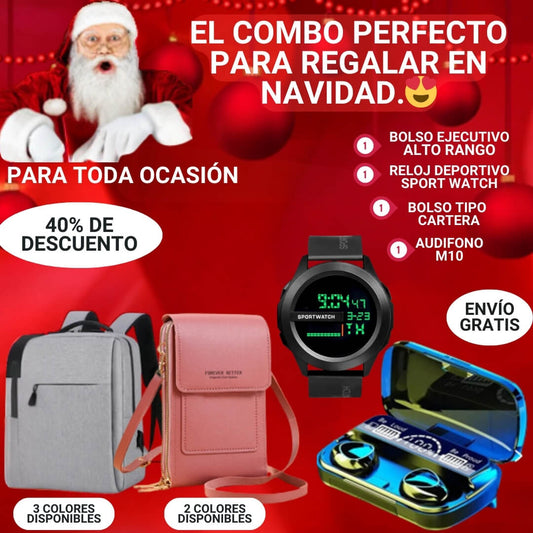 SUPER COMBO: BOLSO EJECUTIVO+AUDIFONO M10+BOLSO CARTERA + OSEQUIO.🎅