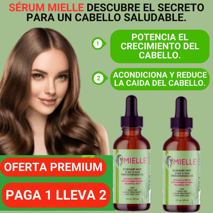 MIELLE: POTENCIA EL CRECIMIENTO DEL CABELLO, CON ROMERO, MENTA Y BIOTINA.