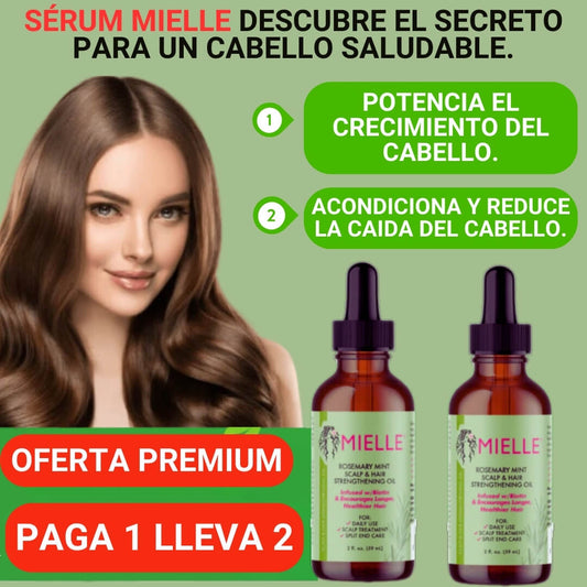 MIELLE: POTENCIA EL CRECIMIENTO DEL CABELLO, CON ROMERO, MENTA Y BIOTINA.