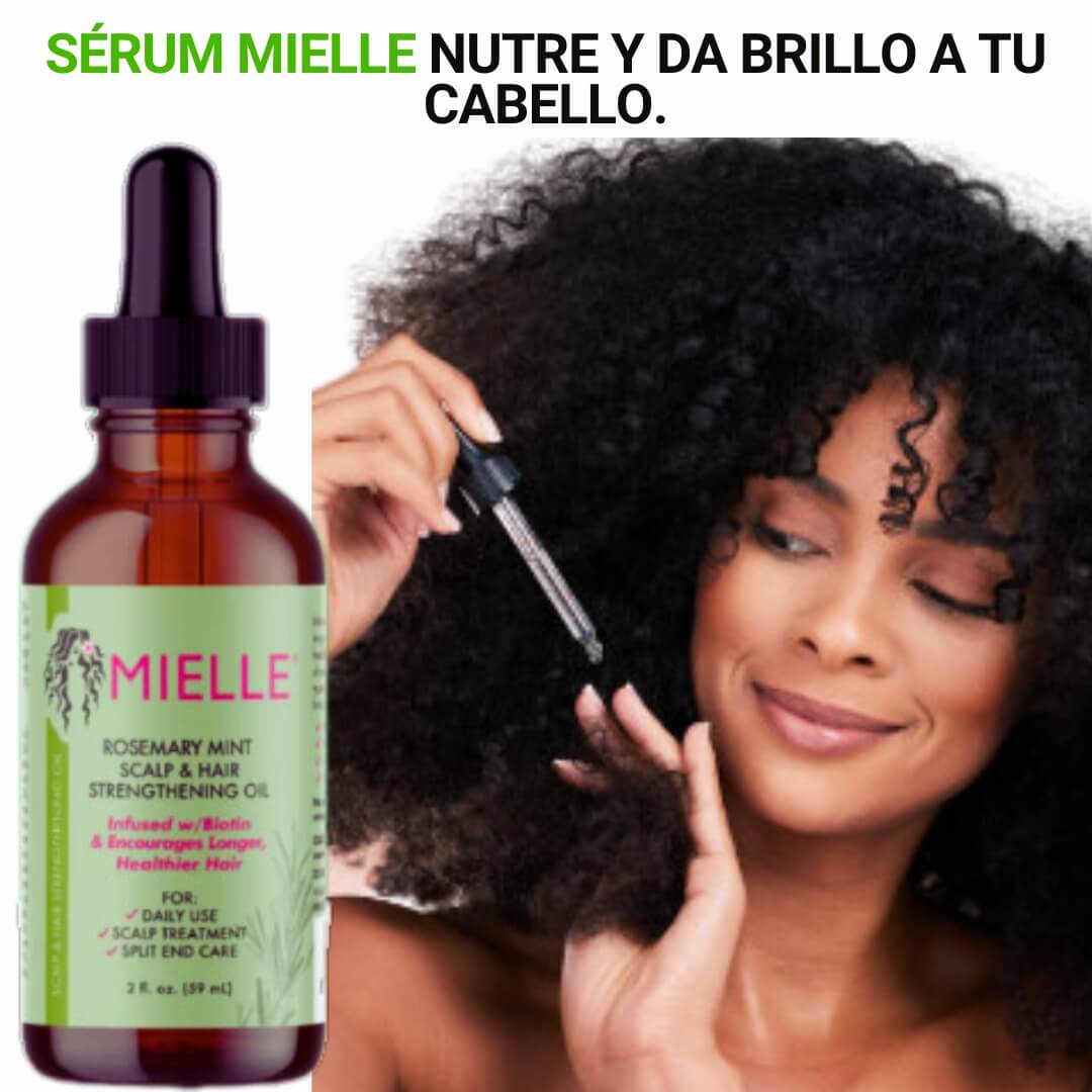 FORTALECE TU CABELLO 👩‍🦰CON SERUM MIELLE, CON BIOTINA, ROMERO Y MENTA.🌿